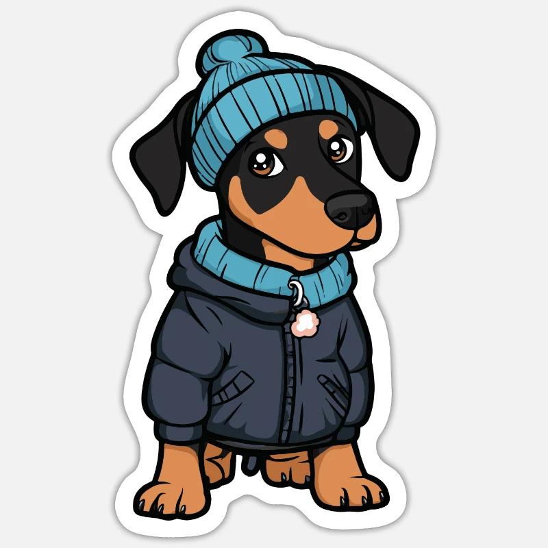 Doberman Chien Élégant - Sticker taille S (10 x 10 cm) - blanc mat