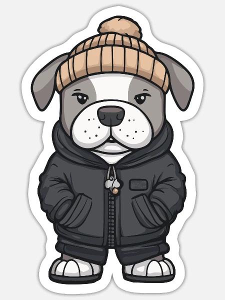 Dogo Argentino Hund Stylisch - Sticker Größe S (10 x 10 cm) - Mattweiß