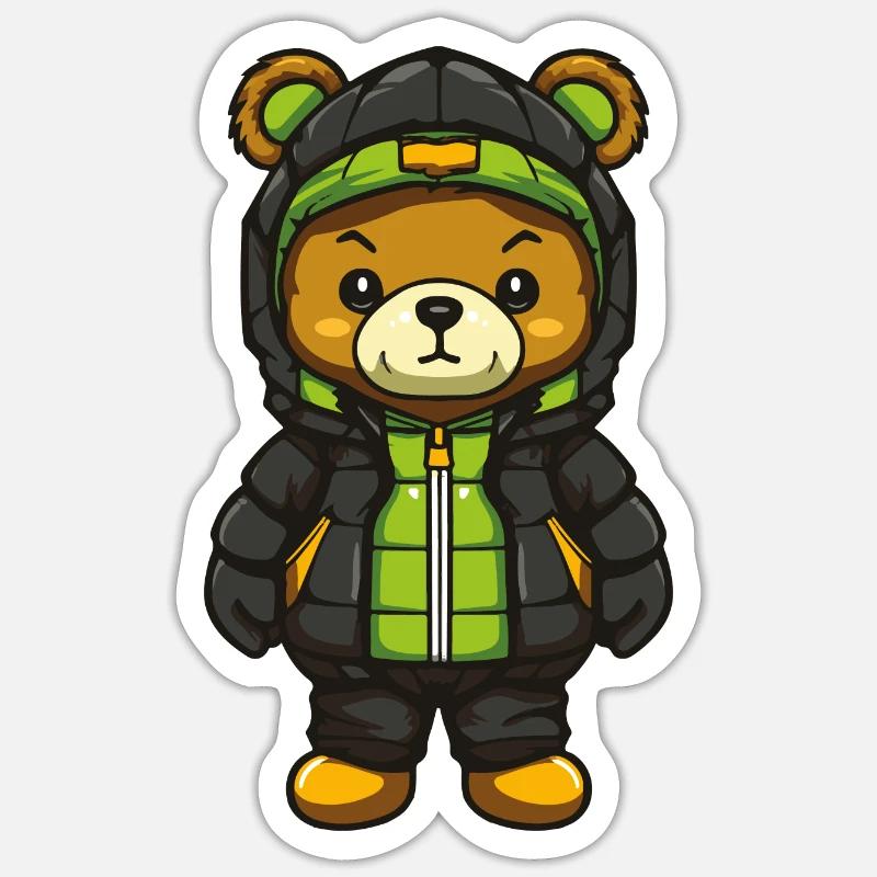 Bande dessinée ours - Sticker taille S (10 x 10 cm) - blanc mat