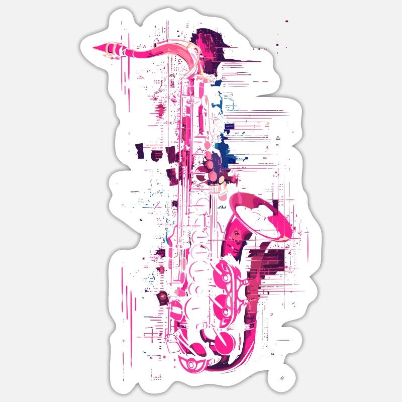 Graphisme pour saxophone - Sticker taille S (10 x 10 cm) - blanc mat