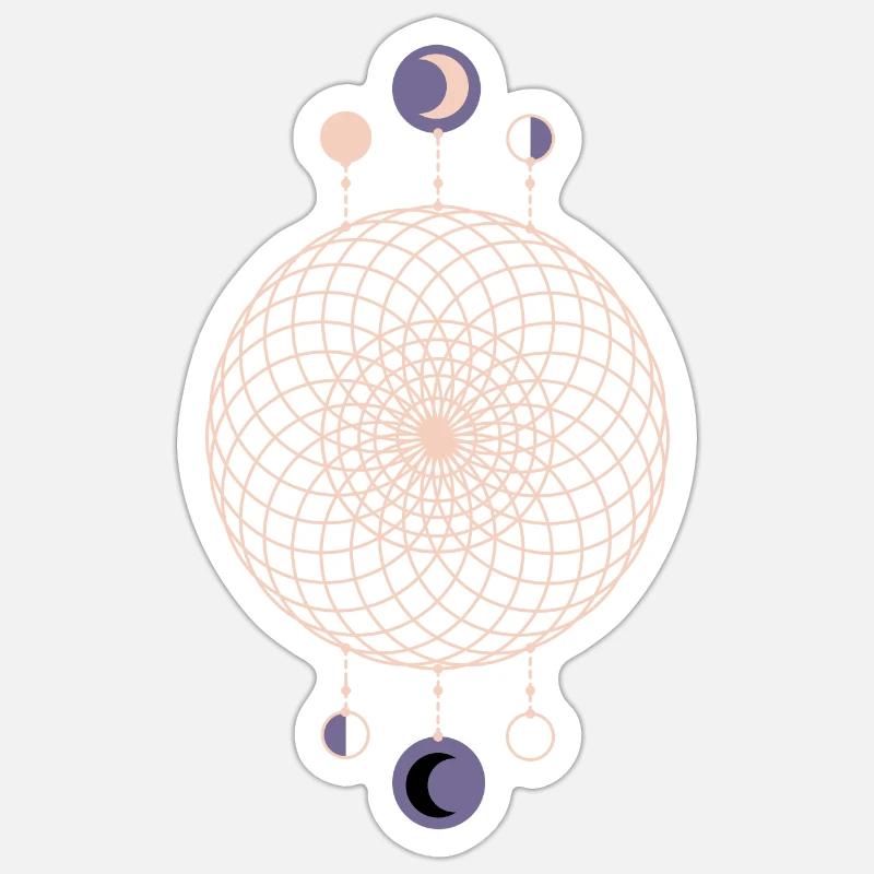 Moon Phases Geometric Pattern - Sticker size S (10 x 10 cm) - white matte