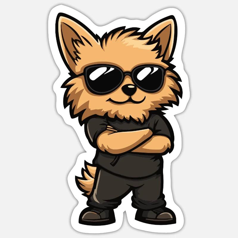 Zwergspitz Hund Comic - Sticker Größe S (10 x 10 cm) - Mattweiß