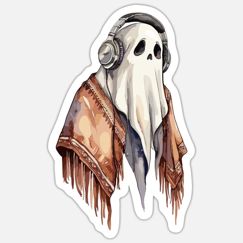 Music Ghost Alternative - Sticker taille S (10 x 10 cm) - blanc mat