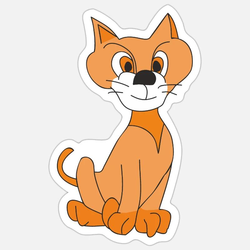 Drôle de chat roux - Sticker taille S (10 x 10 cm) - blanc mat