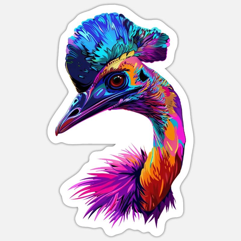 Kasuar - Sticker Größe S (10 x 10 cm) - Mattweiß
