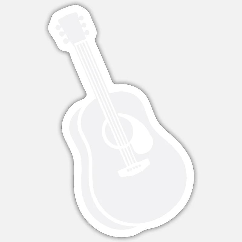 guitare - Sticker taille S (10 x 10 cm) - blanc mat