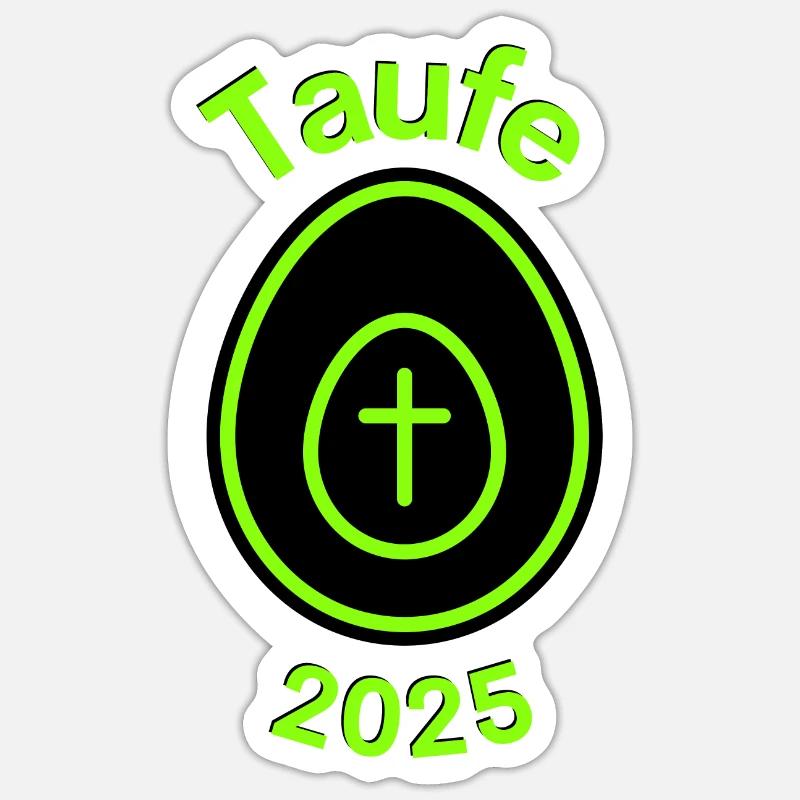 Baptême 2025 Croix dans l’oeuf Espérance Résurrection - Sticker taille S (10 x 10 cm) - blanc mat