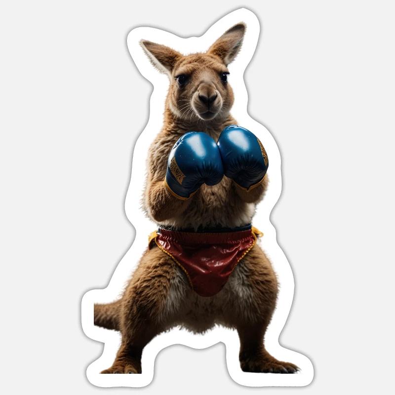 Kangourou de boxe - Sticker taille S (10 x 10 cm) - blanc mat