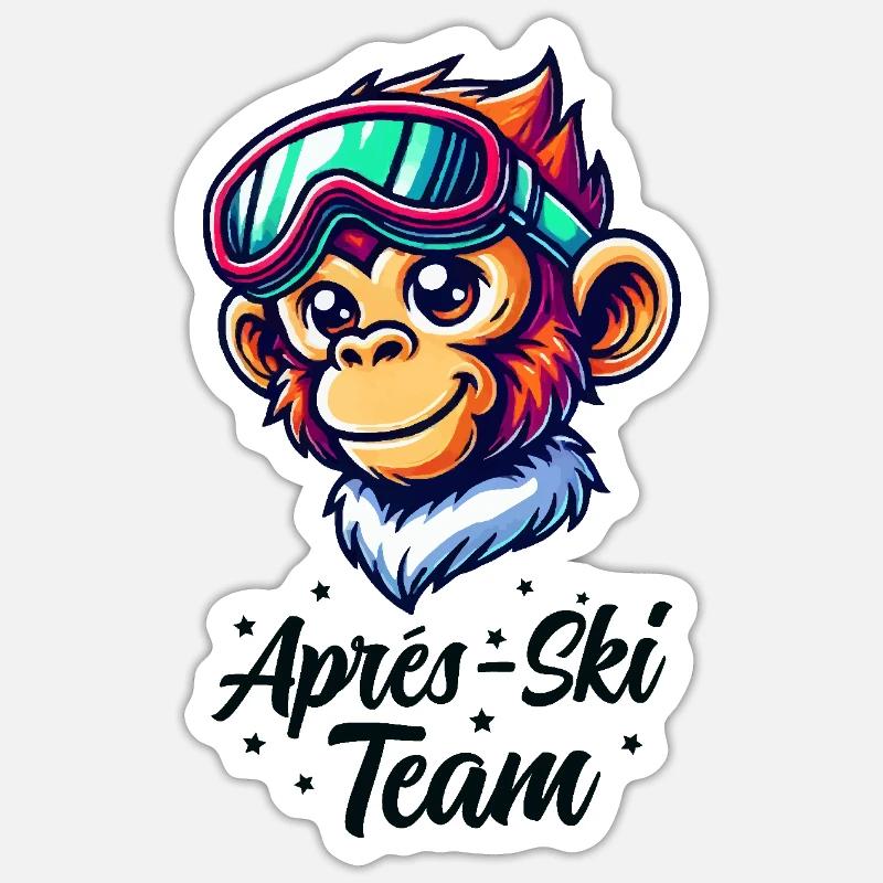 L’équipe d’après-ski Monkey - Sticker taille S (10 x 10 cm) - blanc mat