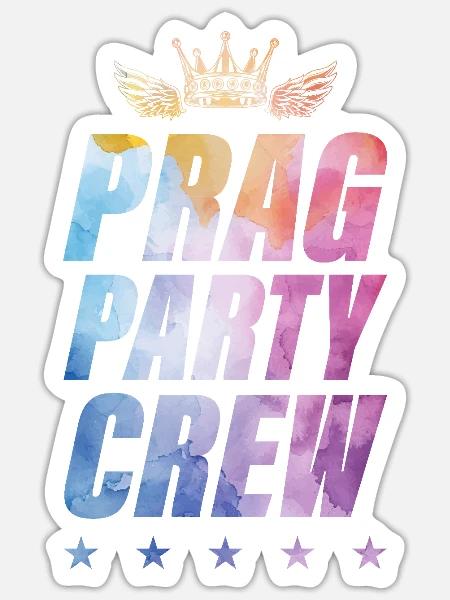 Prag Party Crew - Sticker Größe S (10 x 10 cm) - Mattweiß