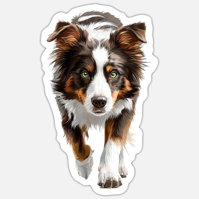 Australischer Schäferhund - Sticker Größe S (10 x 10 cm) - Mattweiß