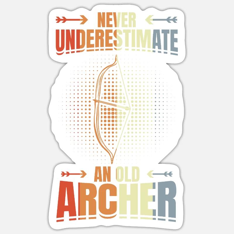 Never underestimate old archers - Sticker size S (10 x 10 cm) - white matte