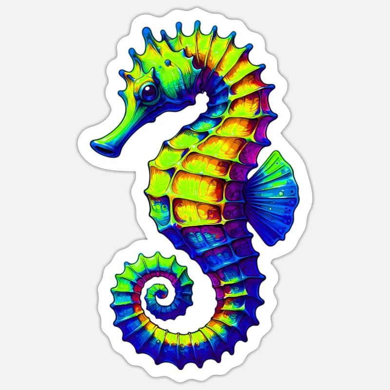 Hippocampe - Sticker taille S (10 x 10 cm) - blanc mat