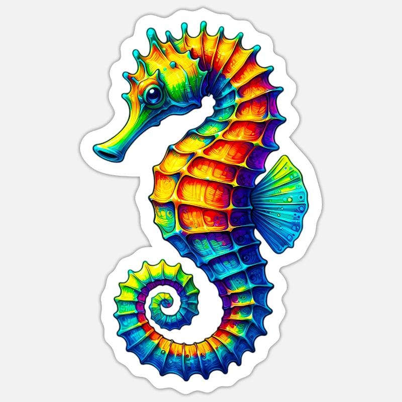 Seepferdchen - Sticker Größe S (10 x 10 cm) - Mattweiß