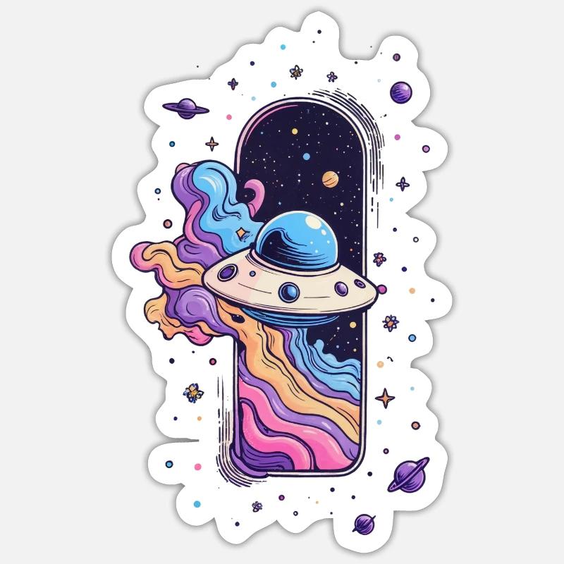 UFO in window Sticker size S (10 x 10 cm)