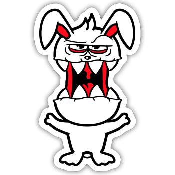 Hase Monster Böse Gefährlich Cool Halloween Horror - Sticker Größe S (10 x 10 cm) - Mattweiß - Vorne