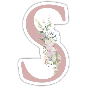 S Monogramm, Floral, personalisierbar - Sticker Größe S (10 x 10 cm) - Mattweiß - Vorne