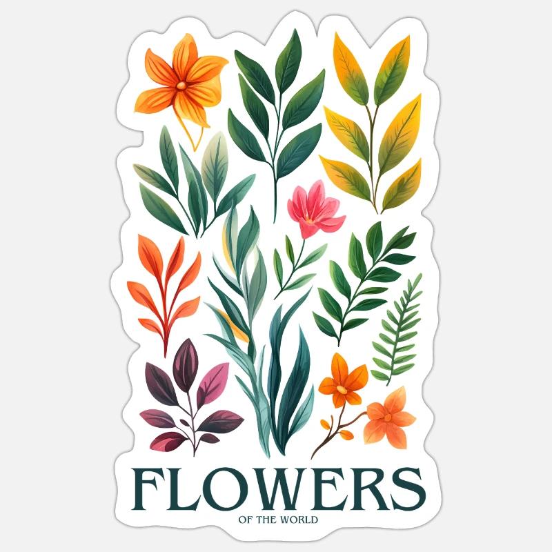 Fleurs du monde - Sticker taille S (10 x 10 cm) - blanc mat