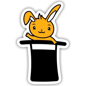 Lapin Sorcier Chapeau Haut de Forme Enfant Bébé Sorcier Mignon - Sticker taille S (10 x 10 cm) - blanc mat - Devant