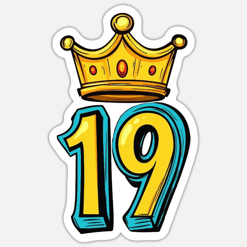 19 Number Crown - Sticker size S (10 x 10 cm) - white matte