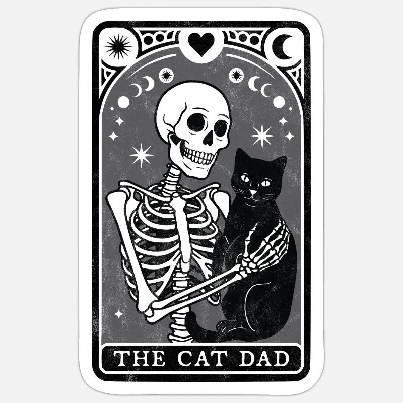 Papa chat de tarot - Sticker taille S (10 x 10 cm) - blanc mat