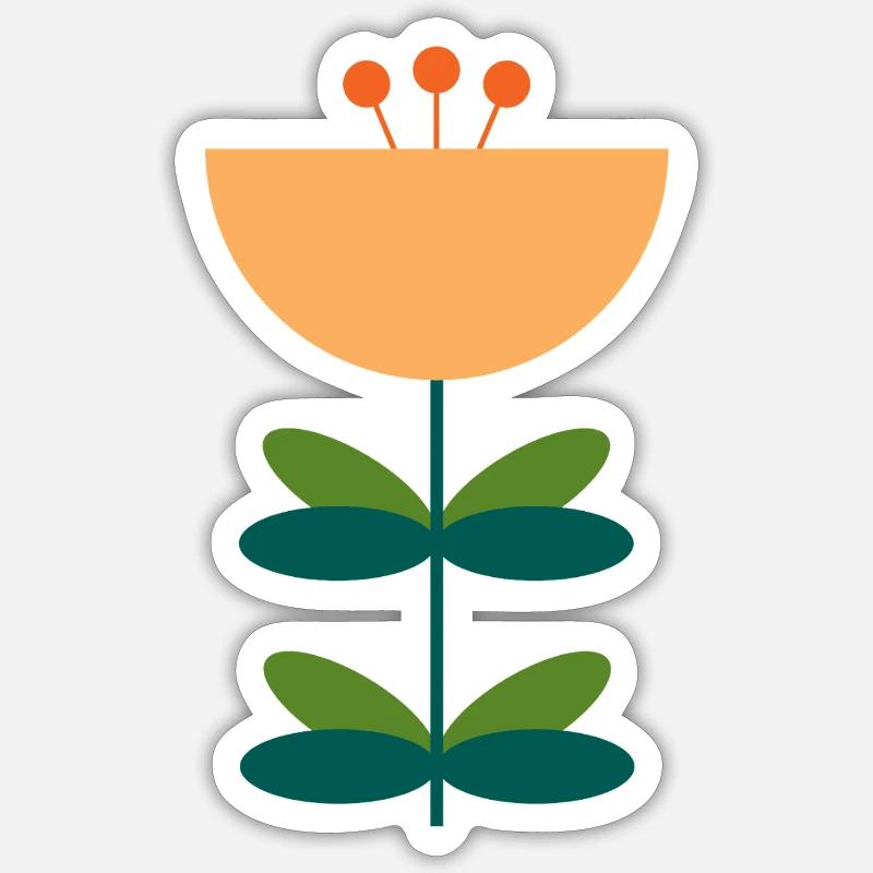 Abstraktes Blüten-Illustrationsdesign - Sticker Größe S (10 x 10 cm) - Mattweiß