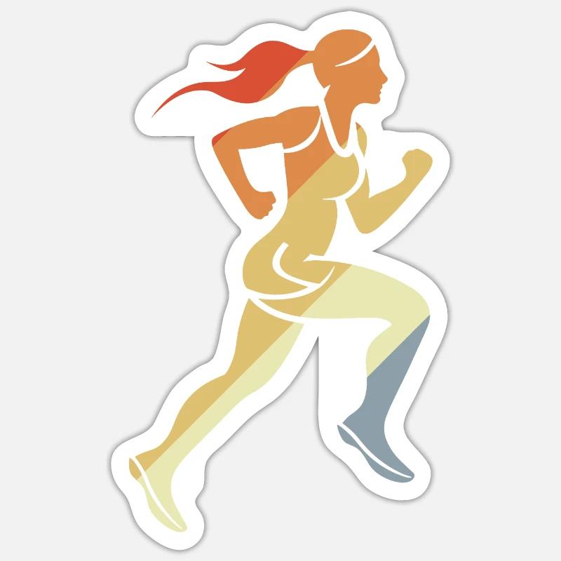 Läufermädchen Retro-Stil - Sticker Größe S (10 x 10 cm) - Mattweiß