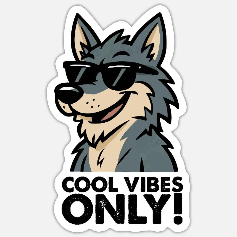 Wolf Sunglasses Cool - Sticker size S (10 x 10 cm) - white matte