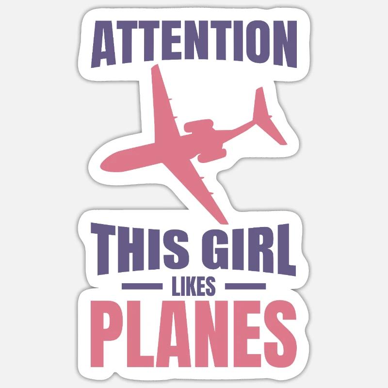 Fille de l’avion - Sticker taille S (10 x 10 cm) - blanc mat