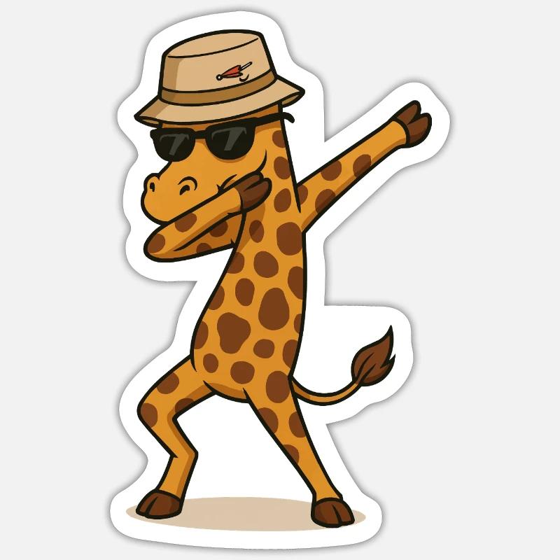 giraffe dabbing 2 - Sticker Größe S (10 x 10 cm) - Mattweiß