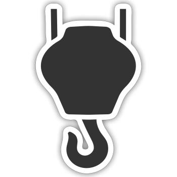 Industrial crane hook Lifting hook or hoist hook - Sticker size S (10 x 10 cm) - white matte - Front