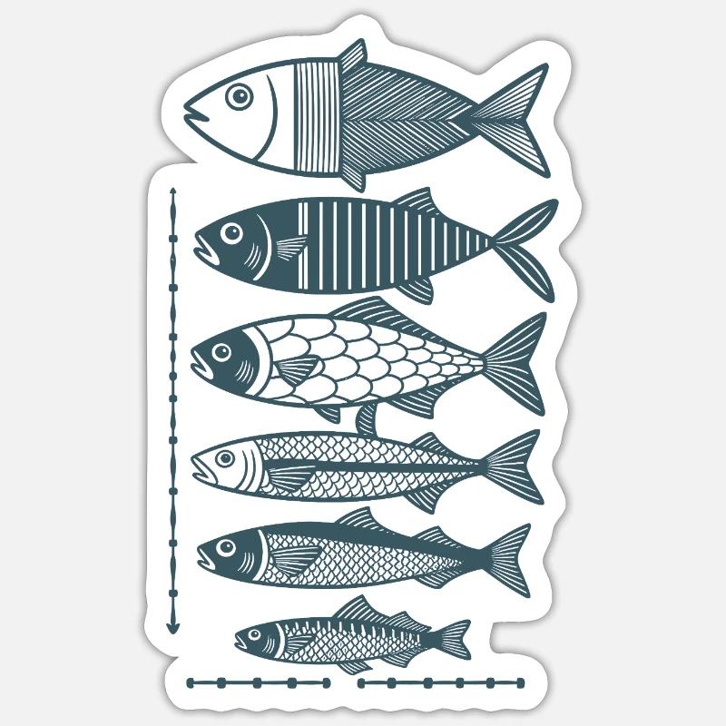 Fisch-Parade: Maritime Muster - Sticker Größe S (10 x 10 cm) - Mattweiß