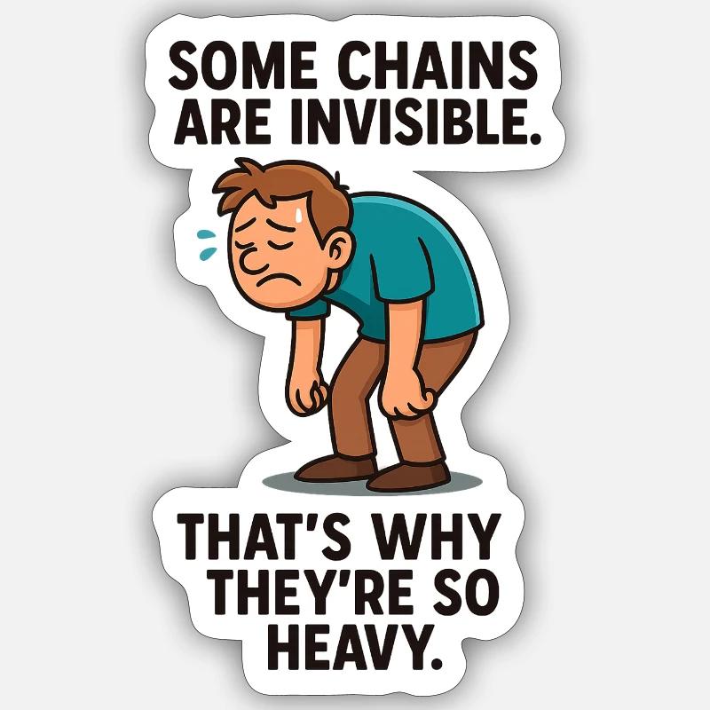 0007 invisible chains - Sticker size S (10 x 10 cm) - white matte