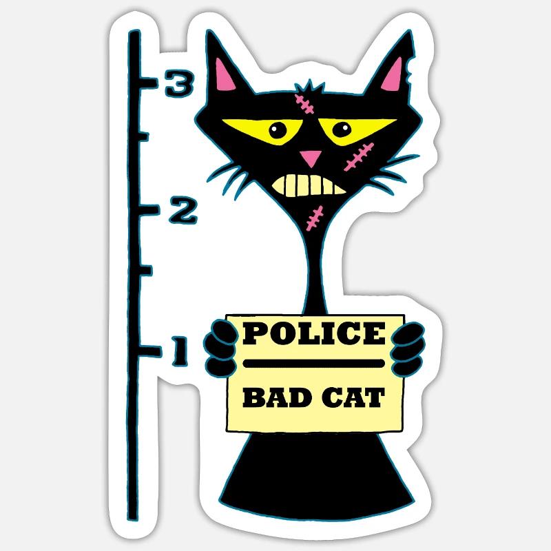 Chat racaille - Sticker taille S (10 x 10 cm) - blanc mat