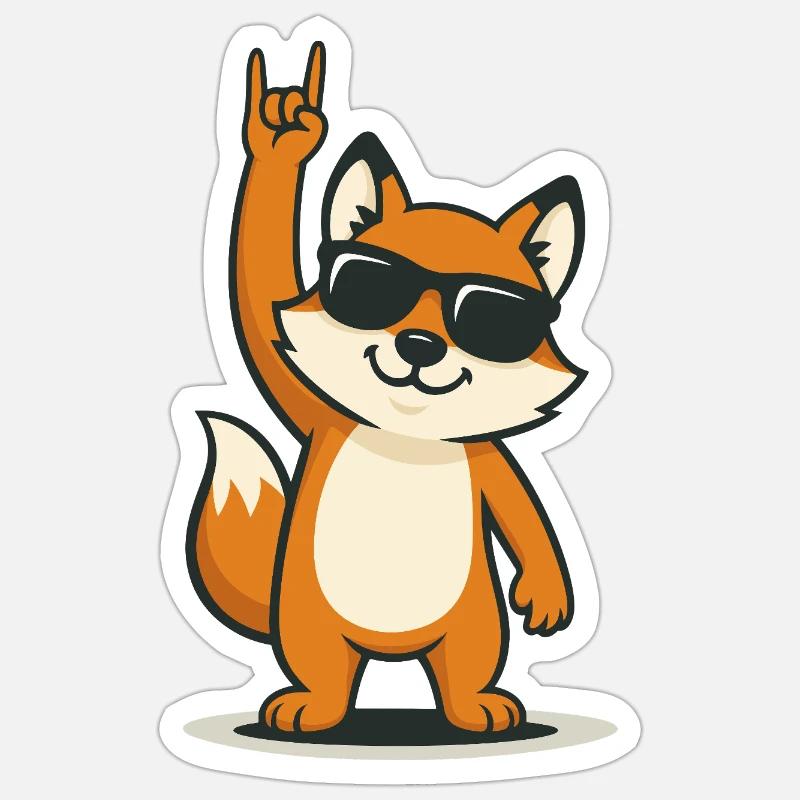 Rockin' Fox - Sticker size S (10 x 10 cm) - white matte