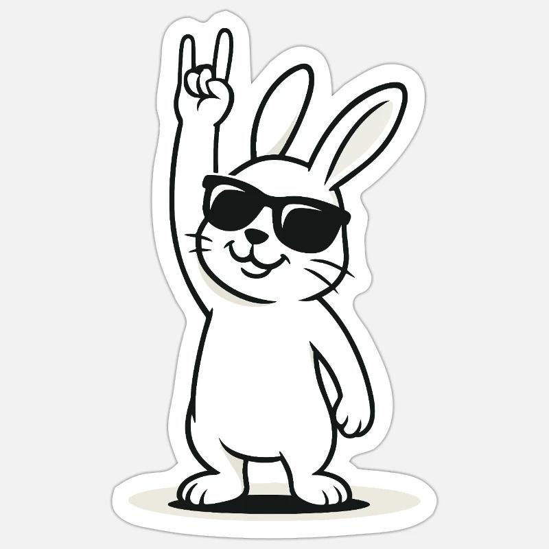 Lapin à bascule - Sticker taille S (10 x 10 cm) - blanc mat