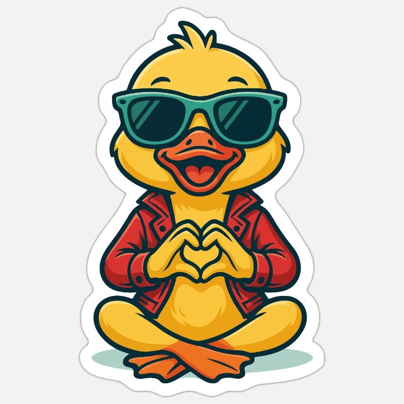 Duckling Heart Beat - Sticker Größe S (10 x 10 cm) - Mattweiß