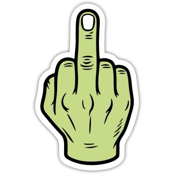 Middle Finger Hand Icon - Sticker size S (10 x 10 cm) - white matte - Front