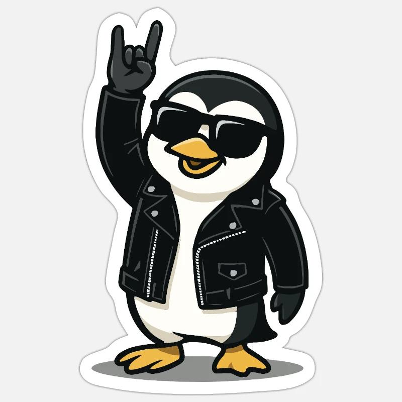 Rock'n'Roll Penguin - Sticker size S (10 x 10 cm) - white matte