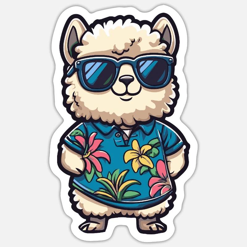 Alpaca Llama Comic Holiday - Sticker size S (10 x 10 cm) - white matte