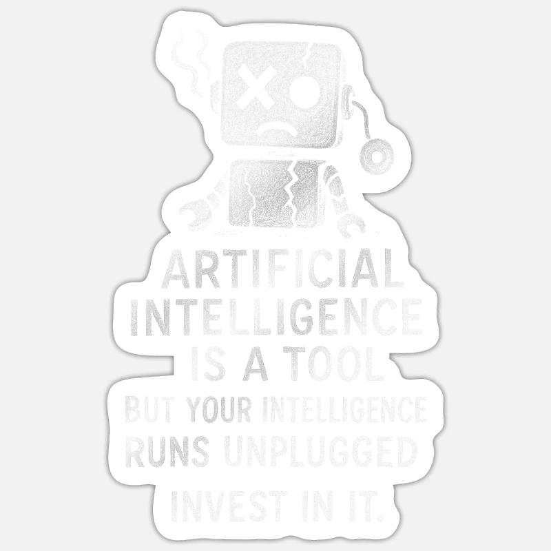Affiche de motivation sur l’intelligence artificielle - Sticker taille S (10 x 10 cm) - blanc mat