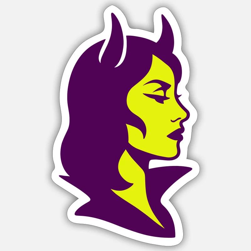 She Devil Pop Art - Sticker Größe S (10 x 10 cm) - Mattweiß