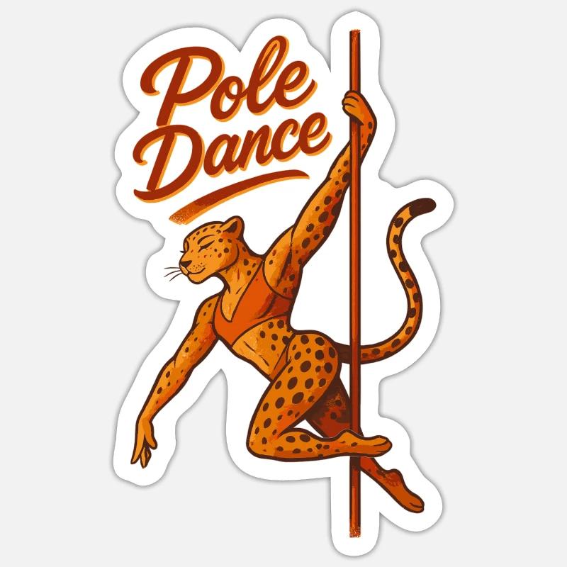 Pole Dance Leopardin Poledancerin Geschenk - Sticker Größe S (10 x 10 cm) - Mattweiß