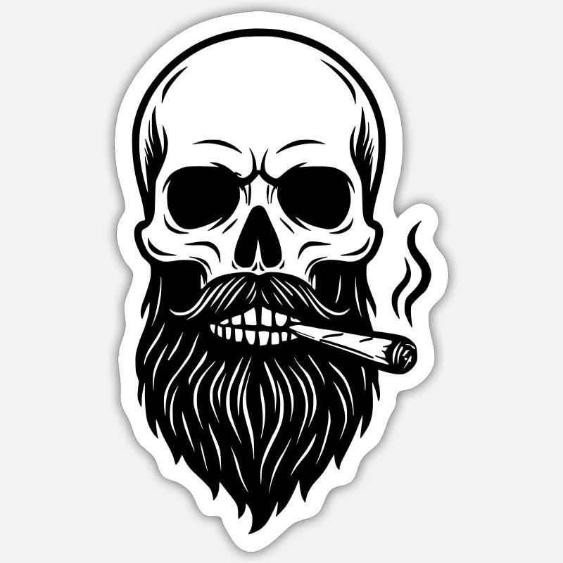 Totenschädel - Rauch - Sticker Größe S (10 x 10 cm) - Mattweiß