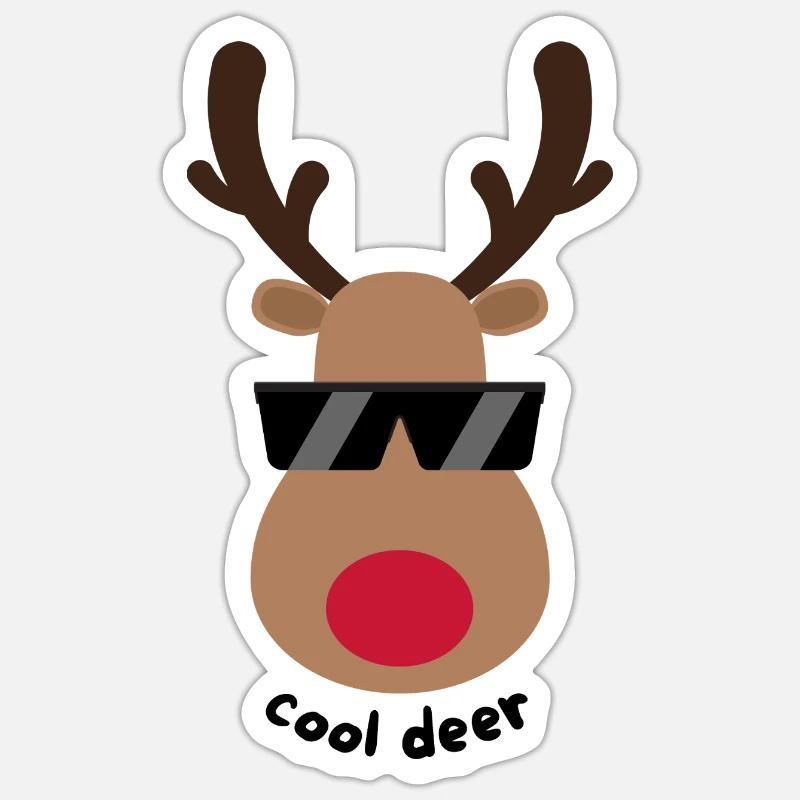 cool deer - Sticker Größe S (10 x 10 cm) - Mattweiß