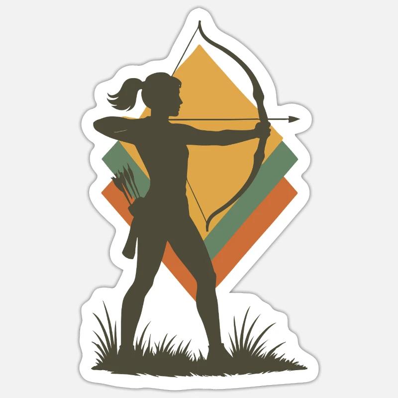 archery bow target archer silhouette Sticker size S (10 x 10 cm)