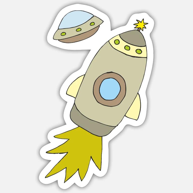 Space rocket with luminous propulsion Sticker size S (10 x 10 cm)
