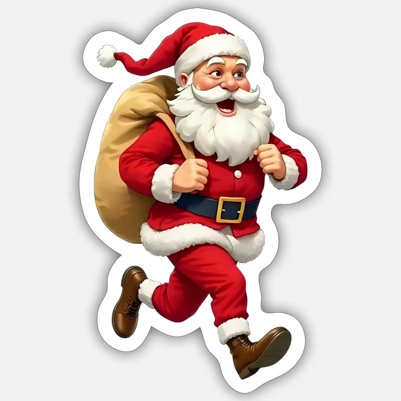 Weihnachtsmann läuft Sticker Größe S (10 x 10 cm)