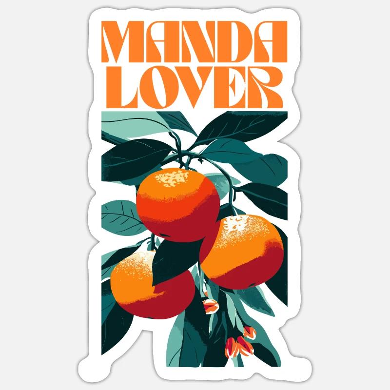 Mandarines et Feuillage Illustration - Sticker taille S (10 x 10 cm) - blanc mat