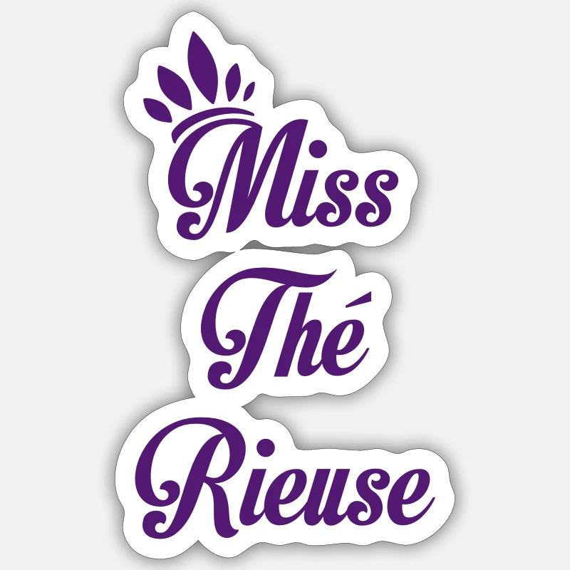 Fräulein Lachender Tee - Sticker Größe S (10 x 10 cm) - Mattweiß